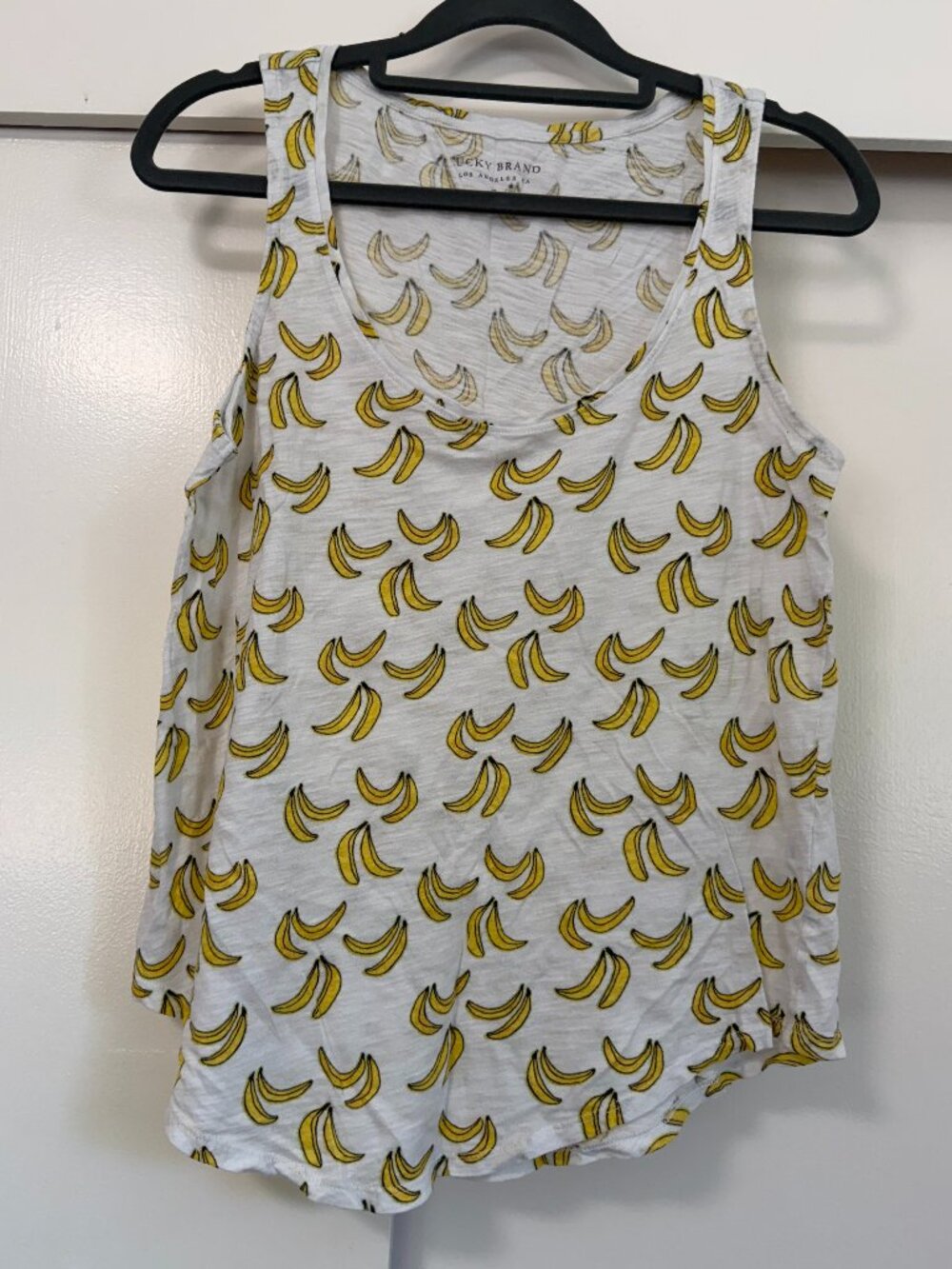 Lucky Brand White Tank Top with Yellow Bananas